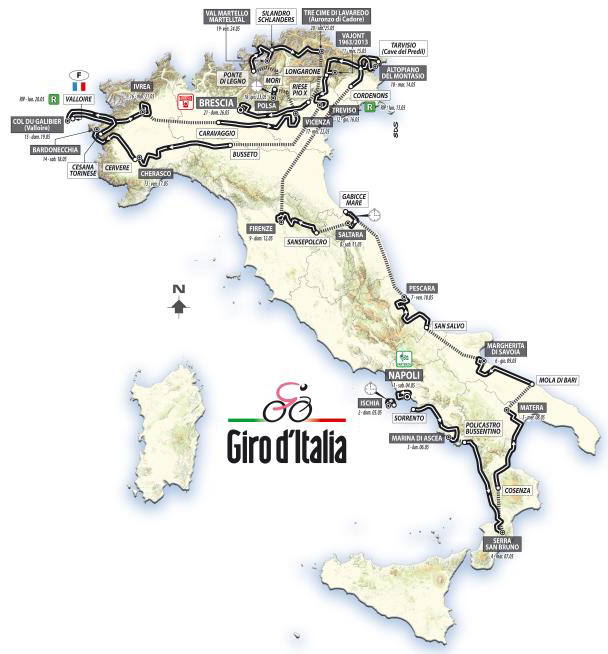 2013 Giro d'Italia map