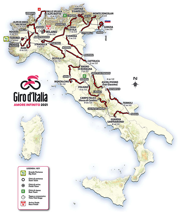 2021 Giro d'Italia map