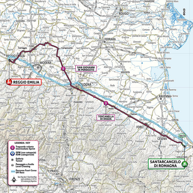 Map of 2022 Giro d'Italia stage 11
