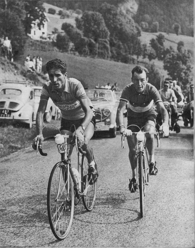 Carhyl Gaul and Federico Bahamontes in teh 1959 Tour de France