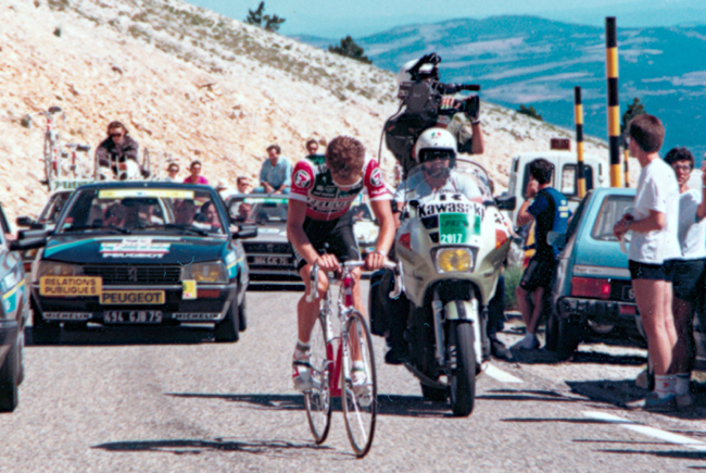 Andy Hampsten climbs Mt Ventoux in the 1987 Tour de France
