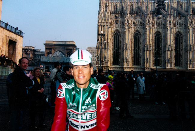 Andy Hampsten at the start of the 1990 Milano-San Remo