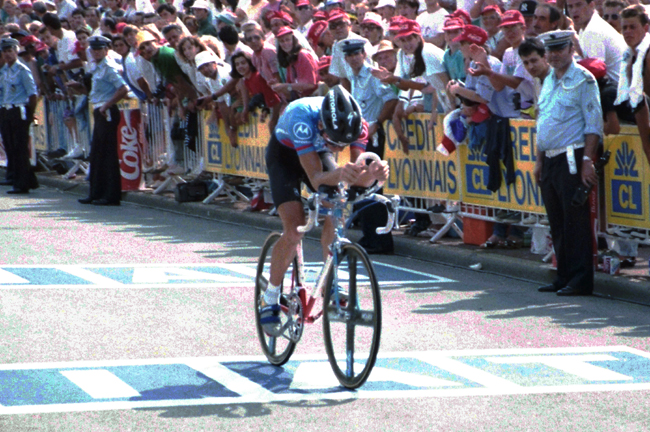 Hampsten time trails in stage 20 of the 1991 Tour de France
