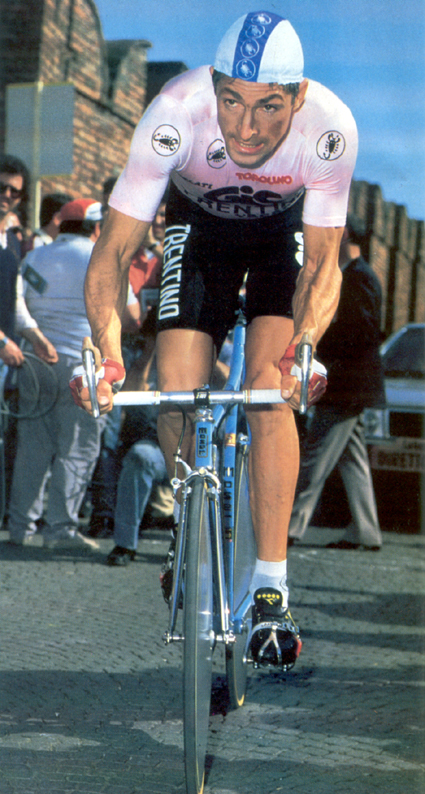 Francesco moser in pink during the 1984 Giro d'Italia