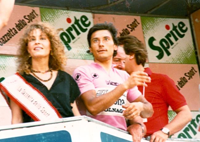 Saronni in pink at stage 10 of the 1986 Giro d'Italia