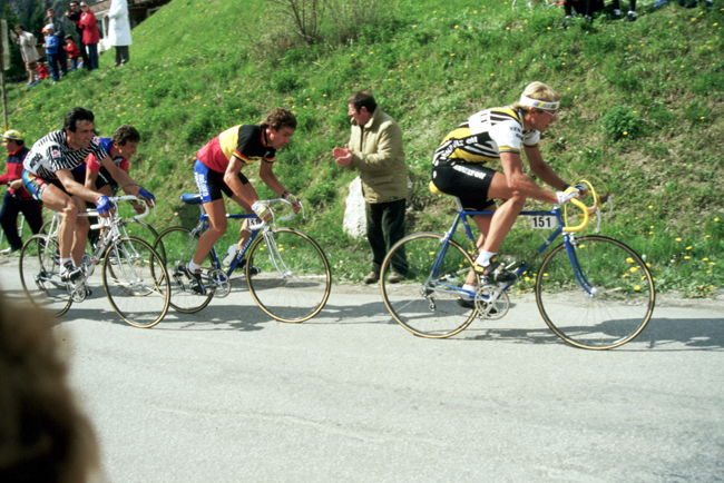 Lucien Van Impe follow Laurent Fignon in stage 19 of the 1984 Giro d'Italia