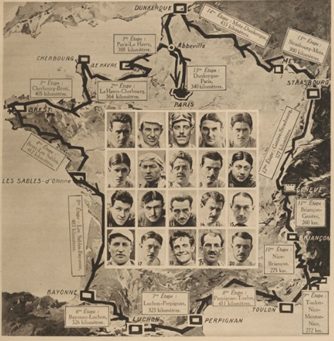 Map of the 1923 Tour de France