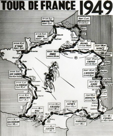1949 Tour de France map