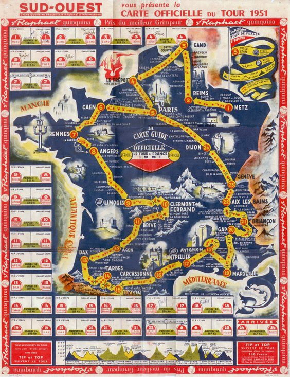 Map of the 1951 Tour de France