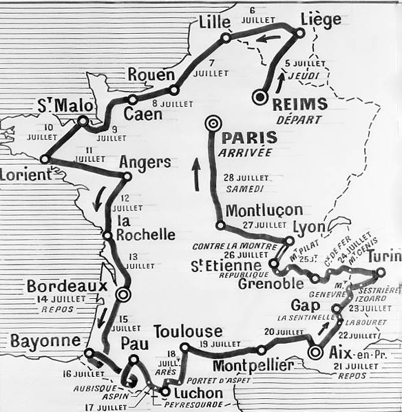 1956 Tour de France map