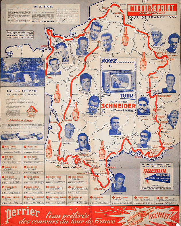 1957 Tour de France map