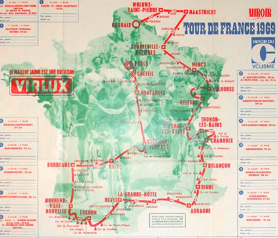 Map of the 1969 Tour de France