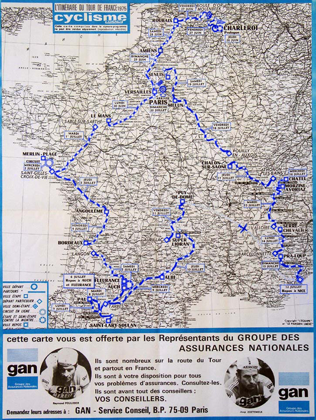 Map of the 1975 Tour de France