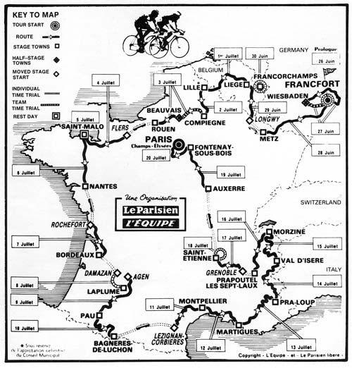 1980 Tour de France route map