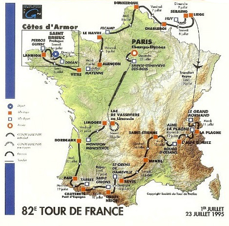 1995 Tour de Fraqnce map