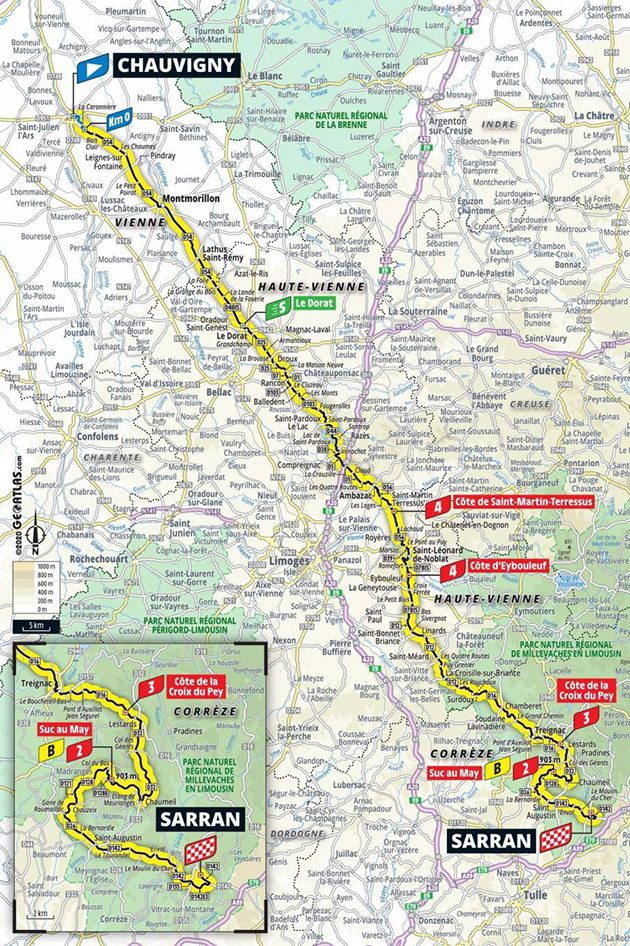 2020 Tour de france stage 12 map