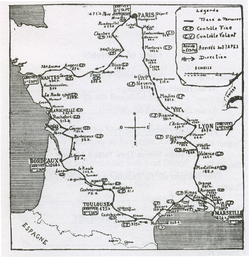 1904 Tour de france route map