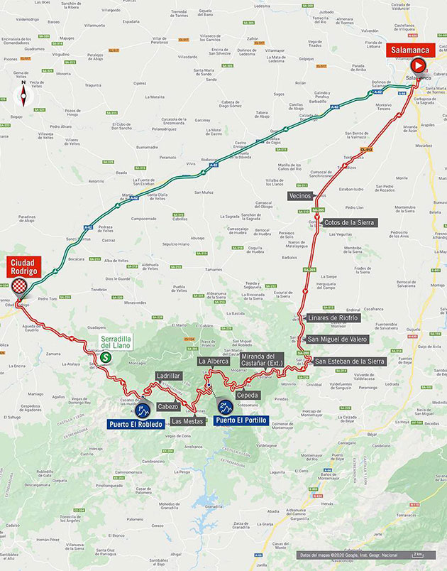 2020 Vuelta stage 16 map