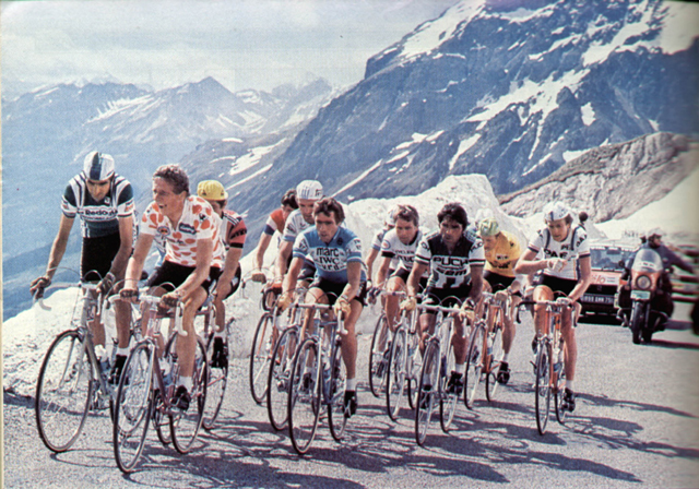 The lead group on the galibier in the 1980 Tour de France