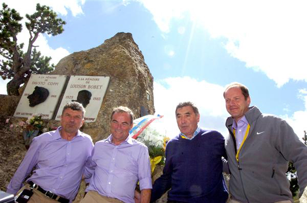 Thevenet, Hinault, Marckx and Prdhomme at the Coppi-Bobet monument