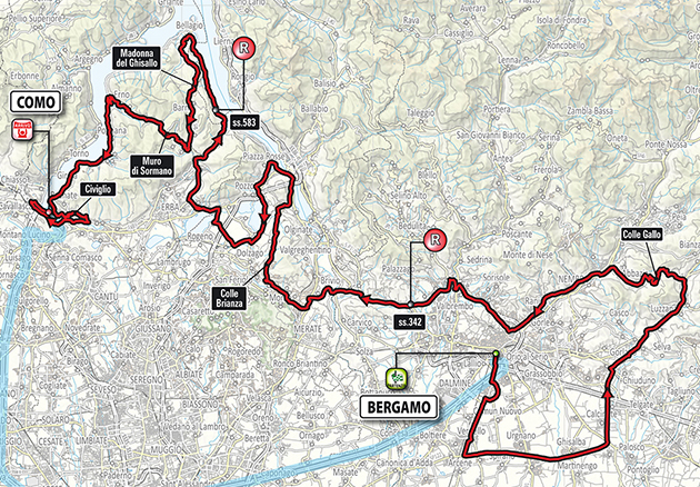2018 Tour of Lombardy map