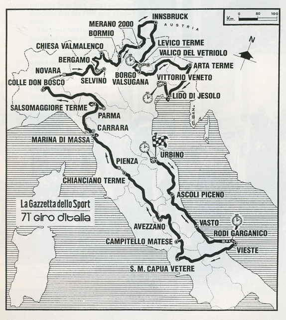 1988 Giro d'Italia map