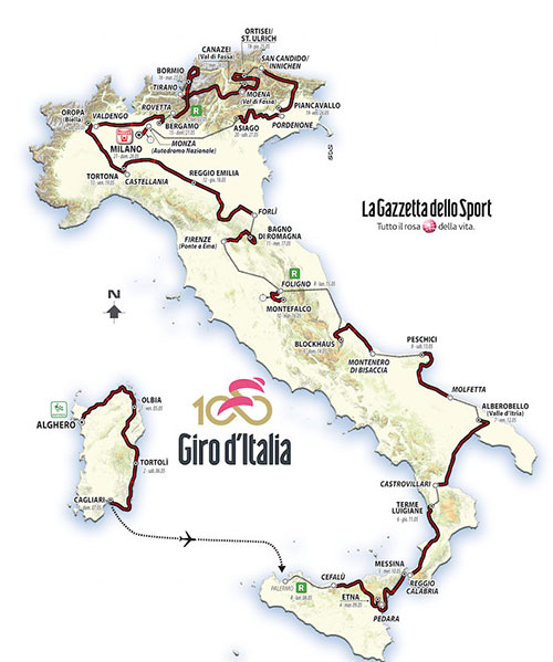 2017 Giro d'Italia route