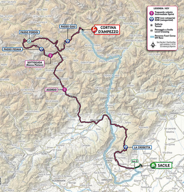 Giro stage 16 map