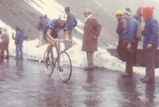 Josef Fusch rides teh stelvio in the 1972 Giro d'Italia
