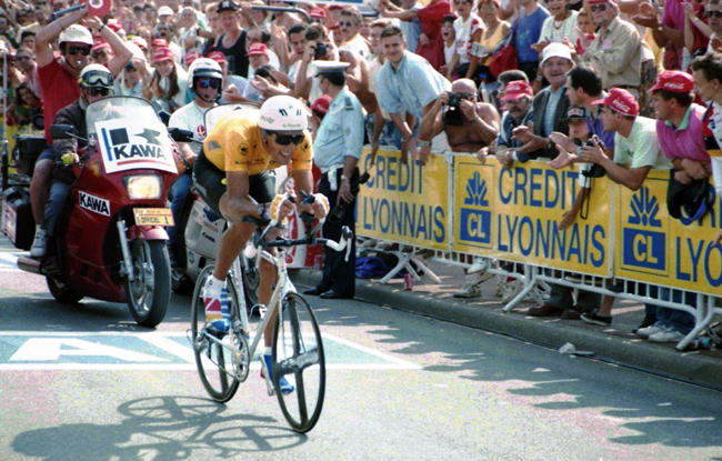 Indurain rides the final timr trial of the 1991 Tour de France