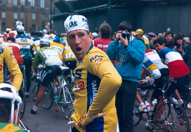 Sean Kelly at the start of the 1988 Milano-San Remo
