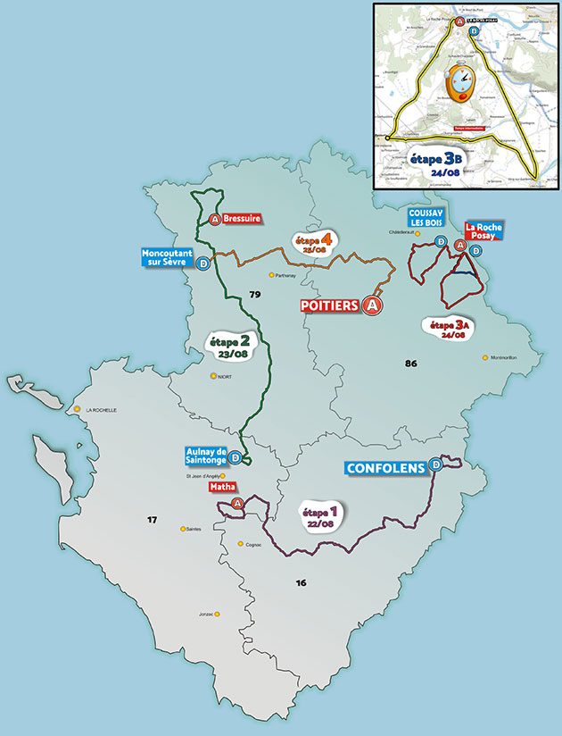 Tour Poitou-Charentes en Nouvelle-Aquitaine 2025 : parcours