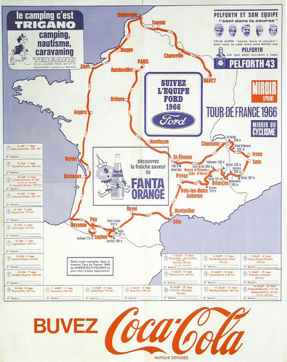 Map of the 1966 Tour de France