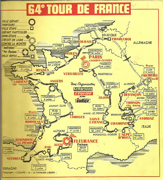 1977 Tour de France map