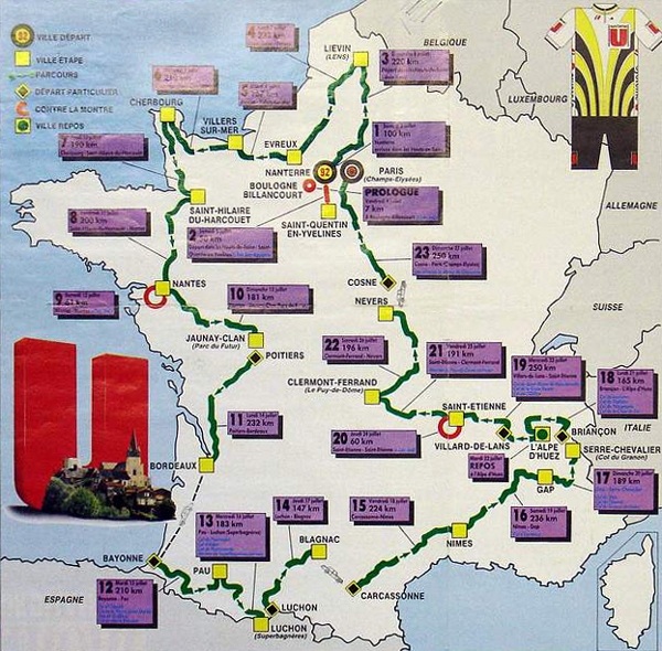 1986 Tour de France map