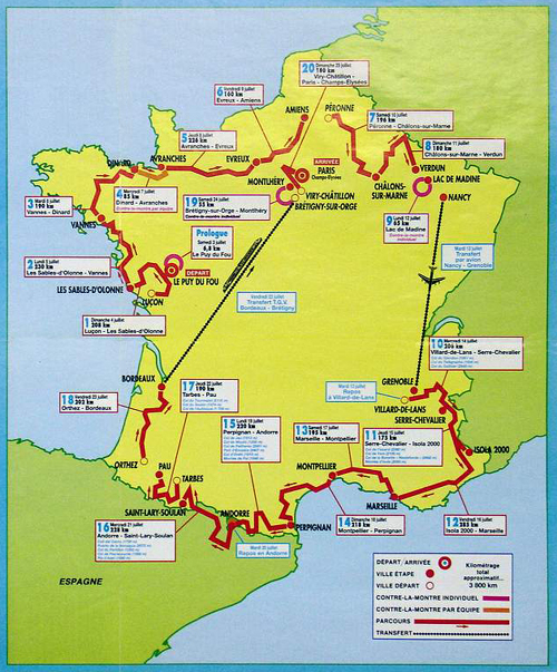 1993 Tour de France map