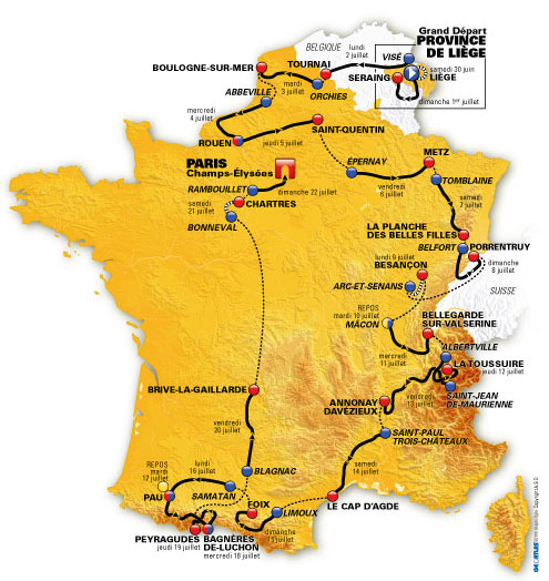 2012 Tour de France map