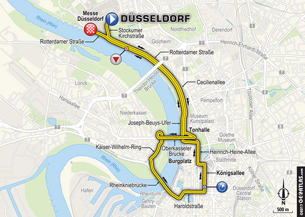 2017 Tour de France stage 1 map