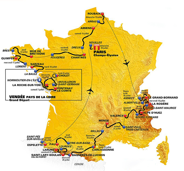 2018 Tour de France map