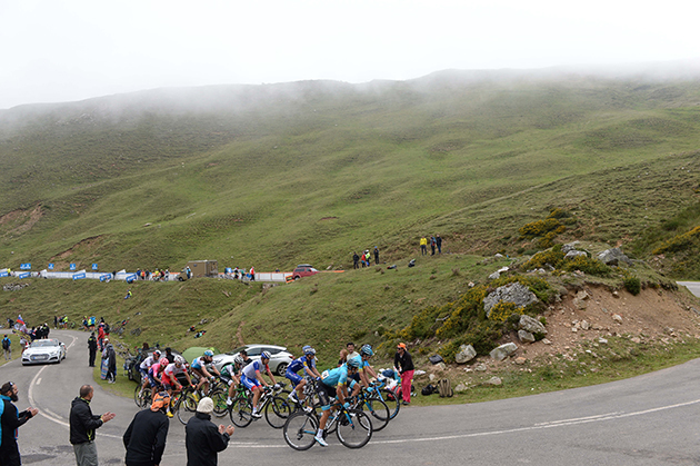 Riders on climb